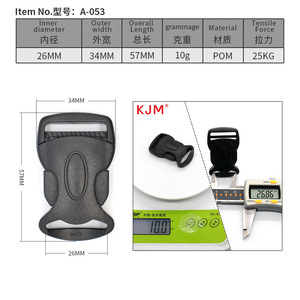 Boucle latérale en plastique KJM 26 mm A-053 pour sacs, durable et légère - Product Image 1