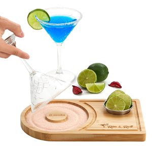 Sunziba Bamboo Cocktail Salt Rimmer Margarita Seasoning Board Reusable <b>Bar</b> <b>Tool</b> Sugar Dipping Tray - Product Image 1