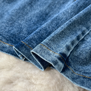 Bộ váy denim nữ dáng ôm, chất liệu trơn, tay dài, có đường may ở eo, <span class=keywords><strong>size</strong></span> lớn, thích hợp cho mùa hè. - Product Image 6
