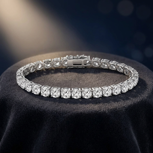 BRIVA JEWELS BJ006 สร้อยข้อมือเทนนิสโมอิสซาไนต์เงินแท้ 925 ชุบโรเดียมทรงกลม ดีไซน์ทันสมัย ของขวัญสำหรับผู้หญิง น้ำหนัก 4-8 กรัม - Product Image 2