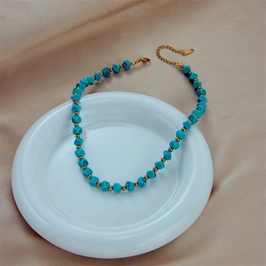 Collar Trenzado con Cuentas de Mariposa de Acero de Titanio Turquesa, Estilo <span class=keywords><strong>Retro</strong></span> Europeo Americano, Moderno, Religioso, Cristiano, Regalo con Perlas - Product Image 4