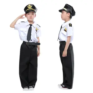 Halloween Costumes for Kids Disguise Girl Boy Captain Aircraft Fancy Clothing children's Day Pilot Uniform Stewardess Cosplay