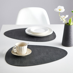 Fabric Textured Double-<b>Sided</b> Reversible Placemat 44x30cm <b>Square</b> Solid Color Waterproof Oil-Proof Heat Insulation <b>Table</b> Mat - Product Image 2