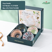Coffret Cadeau en Gros, Ensemble de Bols en Céramique Bleu et Blanc Porcelaine Bohème (2, 4, 6 Pièces) pour Fête de Mariage avec Baguettes