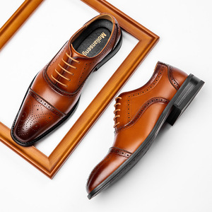 2026 New Model Hot-selling Men's Anti-Slip Leather <b>Shoes</b> with Three Connectors, Oxford Pattern, Business Formal Evening Wear - Product Image 5