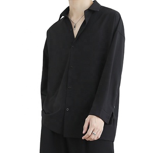 Black Shirt <strong>Men's</strong> <strong>Long</strong> Sleeve Autumn Handsome <strong>Men's</strong> <strong>Coat</strong> Casual <strong>Men's</strong> Clothing White Shirt - Product Image 2