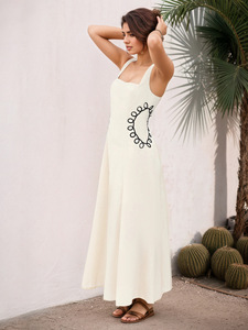 Robe longue élégante vintage sans manches en dentelle coupe ajustée style A-line pour femme – Nouvelle collection été – Vente en gros pour boutiques - Product Image 4