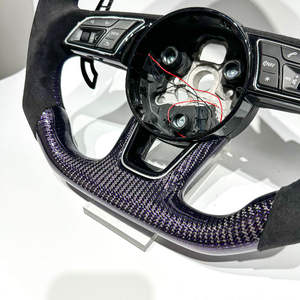 Volant en cuir et fibre de carbone violet et noir pour <span class=keywords><strong>Audi</strong></span> B8 S3 S4 S5 RS3 <span class=keywords><strong>RS4</strong></span> RS5 B8.5 8P 8V B9 C7 A6 A7 RS6 RS7 A8 S6 S7 - Product Image 3