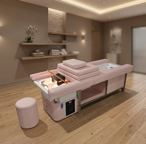 Table de lavage électrique pour cheveux en cuir PU avec bassin, mobilier de salon de coiffure et spa - Product Image 1