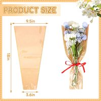 Sacs et manchons d'emballage pour fleurs imperméables en papier kraft, pour bouquets, anniversaires, mariages, remises de diplômes, fournitures cadeaux, 9,8 x 17,9 pouces