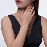 Gelang Moissanite Perak Sterling 925 Full Pavé Micro-set Mewah Warna D Moissanite Polesan Tinggi Perhiasan Pernikahan untuk Wanita