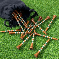 Tees de golf personnalisés rayés de couleur naturelle foncée, fabriqués en Chine, avec un emballage unique en forme de boîte à cigarettes pour le golf