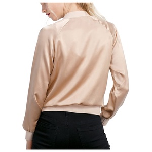 Chaqueta Bomber de Invierno para Mujer, Personalizada y Profesional, Último Diseño, Color Sólido, Elegante, Satinada, de Secado Rápido, Resistente al Viento, con Bolsillos con Cremallera - Product Image 2