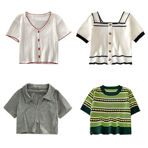 Abbigliamento Top da <span class=keywords><strong>Donna</strong></span> <span class=keywords><strong>Casual</strong></span> Estivo in Tweed con Scollo Particolare all'Ingrosso - Product Image 5