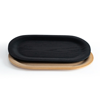 Plateau de service ovale en bois écologique de qualité alimentaire, plateau de rangement durable pour desserts et tasses