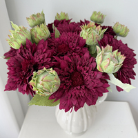 Fleurs artificielles réalistes bordeaux en soie et plastique, faites à la main, floquées, légères, pour décoration florale de mariage, de remise de diplôme et de Pâques
