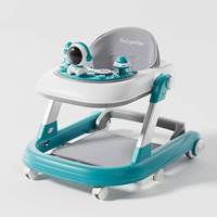 Trotteur pliable multifonctionnel pour bébé avec base élargie en plastique, fonction assise et poussée, anti-basculement