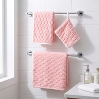 Ensemble de serviettes de bain et de turban en microfibre corail de haute qualité, douces et très absorbantes