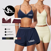 Ensemble de sport et fitness personnalisé en gros, dos croisé, 90 % nylon + 10 % élasthanne, ajustement moulant, durable, pour la course et le cyclisme