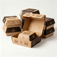Boîtes d'emballage en papier pour hamburgers à emporter, logo personnalisé, poulet à emporter, contenants jetables de qualité alimentaire pour la restauration rapide