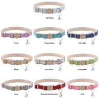 Collier pour chat en coton et lin, écologique, avec cloche, collier doux et confortable pour chatons et chiots, fournitures mignonnes pour animaux de compagnie