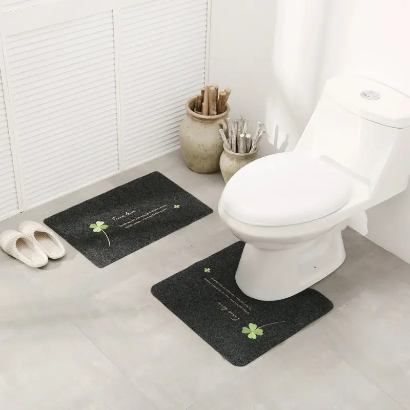 Diskon besar grosir PVC lembut antiselip penyerap air pengering diri keset kamar mandi Toilet Set karpet