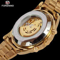 Montre homme Forsining, automatique, luxe, squelette, mécanique, acier inoxydable doré, dropshipping, Relogio Masculino