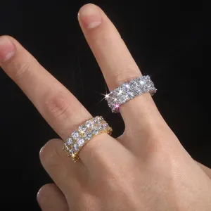 웨딩 쥬얼리 17ct VVS D 컬러 Moissanite 다이아몬드 남성 약혼 반지 18K 골드 도금 925 스털링 실버 영원 밴드 반지 - Product Image 1