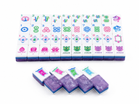 Set Mahjong Amerika Motif Marmer Ungu Desain Modern Ubin Transparan Grosir Langsung dari Pabrik Logo Kustom Hadiah