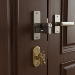 Serratura a mortasa in lega di zinco nichelata con cilindro da 65mm 30X35 E 8209 ISEO, finitura satinata, interasse 60mm, per porta in legno, chiave in ottone, Made in Italy - Product Image 3