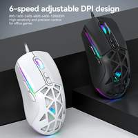 Ratón Óptico para Juegos con Cable RGB, Diseño de Panal de Abeja, 12800dpi, Ergonómico, con Programación Macro RGB, para Computadora