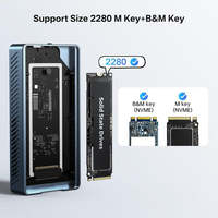 Boîtier externe Thunderbolt 3 40 Gbit/s pour SSD M.2 NVMe, sans outil, en aluminium, avec ventilateur de refroidissement, 8 To, pour clés M/B+M