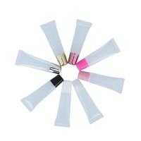 Tubes de rouge à lèvres transparents de luxe vides, 15 ML, 10ML, brillant à lèvres, baume à lèvres, Tube en plastique avec couvercle doré et argenté