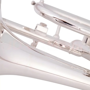 <span class=keywords><strong>Trompette</strong></span> <span class=keywords><strong>Cornet</strong></span> Professionnelle en Laiton de Haute Qualité, Clé de Si Bémol, Finition Argentée, 3 Pistons, Idéale pour Débutants, Durable - Product Image 5
