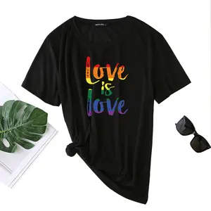 SC2024新しい愛は愛のファッションカラフルなLGBTゲイプライドTシャツレズビアンレインボープリントシャツトップス原宿女性Tシャツ