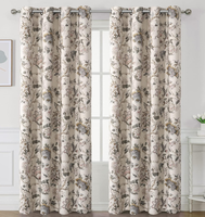 Rideaux occultants ignifuges toutes saisons 100 % polyester à œillets, style moderne, imprimé floral, haute occultation
