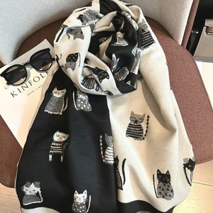 Écharpe en nylon longue, style coréen, motif chaton mignon, effet cachemire, épaisse et chaude, idéale pour l'automne/hiver – Meilleure vente - Product Image 1