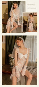 Lencería Sexy, Vestido de Tentación, Juego de Roles Sexy, Encaje Fino, Vestido Largo de Malla Transparente, Lencería de Princesa para Boda - Product Image 5