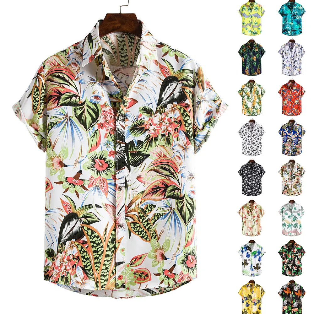 Бесплатная доставка быстрая доставка 2023 курортные весенне-летние рубашки мужские пляжные с принтом и коротким рукавом мужская гавайская рубашка