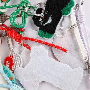 Patch brodé en tissu polyester motif chiot de dessin animé mignon et burger, accessoire pendentif en corde tressée, pendentif de sac de niche, porte-clés - Product Image 3