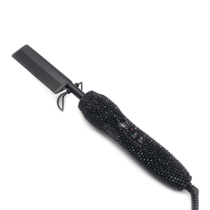 Lisseur de cheveux en strass scintillant, peigne chauffant électrique personnalisé pour salon, avec poignée en plastique, lisseur brillant - Product Image 2