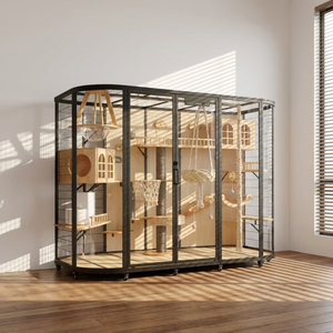 <span class=keywords><strong>Casa</strong></span> para Gatos de Madera Tropical con Múltiples Niveles, Diseño de Selva, Gran Tamaño, Temática de Bosque Tropical, para Exploración - Product Image 1
