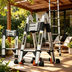 Scala Telescopica Pieghevole in Lega di Alluminio con 5 Gradini <span class=keywords><strong>e</strong></span> Capacità di Carico di 150kg per Uso Industriale <span class=keywords><strong>e</strong></span> Domestico - Product Image 1
