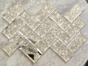 Mới vát cạnh dải gương kính xương cá hình dạng Gạch Mosaic Bạc lưới ủng hộ - Product Image 6