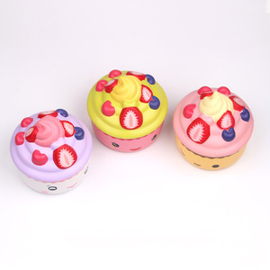 Pu Foam Cupcake <b>Squishy</b> Toy For Kids 2 4 Years Unisex Fidget Toy With Strawberry Blueberry Design - Product Image 3