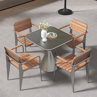 Tables et chaises d'extérieur en acier inoxydable pour salon de thé, jardin en plein air, table anti-corrosion pour villa, balcon extérieur, loisirs, une table