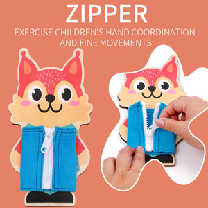 Nút/Khóa Kéo/Dây Giày Cho Trẻ Em Phụ Kiện Bảng Bận Rộn Rèn Luyện Kỹ Năng Sống Đồ Mặc Hàng Ngày Đồ Chơi Dạy Học Bằng Gỗ Montessori - Product Image 4