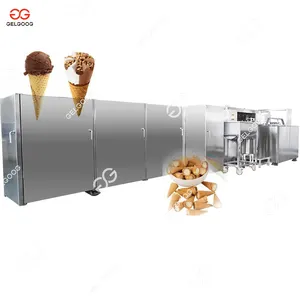 China Máquina automática de cono de gofres de helado Mini línea de producción de cono de chocolate