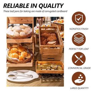 Moldes de Papel Kraft Corrugado Rectangulares Reciclables para Pan, Moldes Desechables para Pasteles, Moldes para Hornear al por Mayor Personalizados - Product Image 5