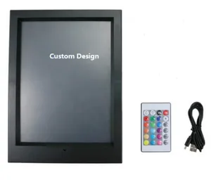 뜨거운 판매 검은 색 사진 프레임 아크릴 야간 조명 홈 테이블 아크릴없이 3D 램프 프레임